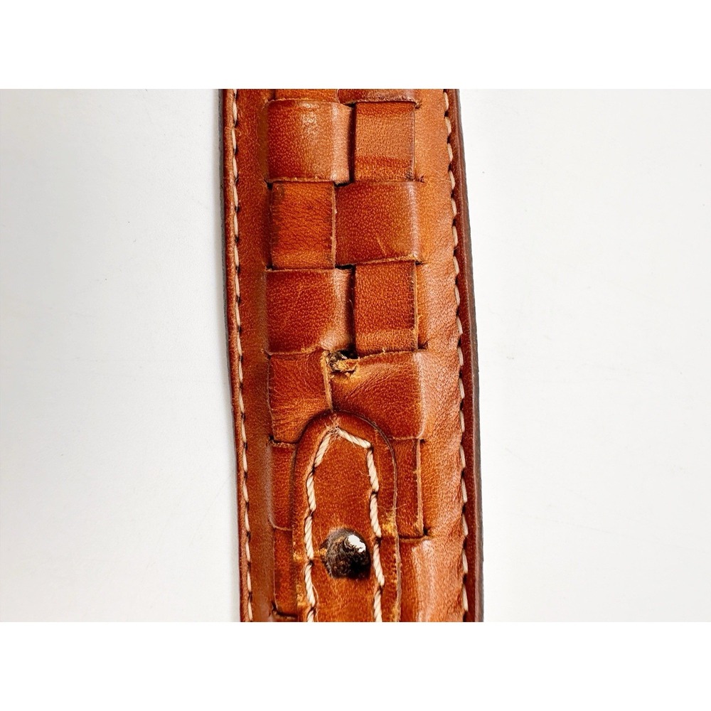 Johnston & Murphy Brown Aniline Kipskin Shoulders Leather Belt Size 38 Made USA - Picture 6 of 7